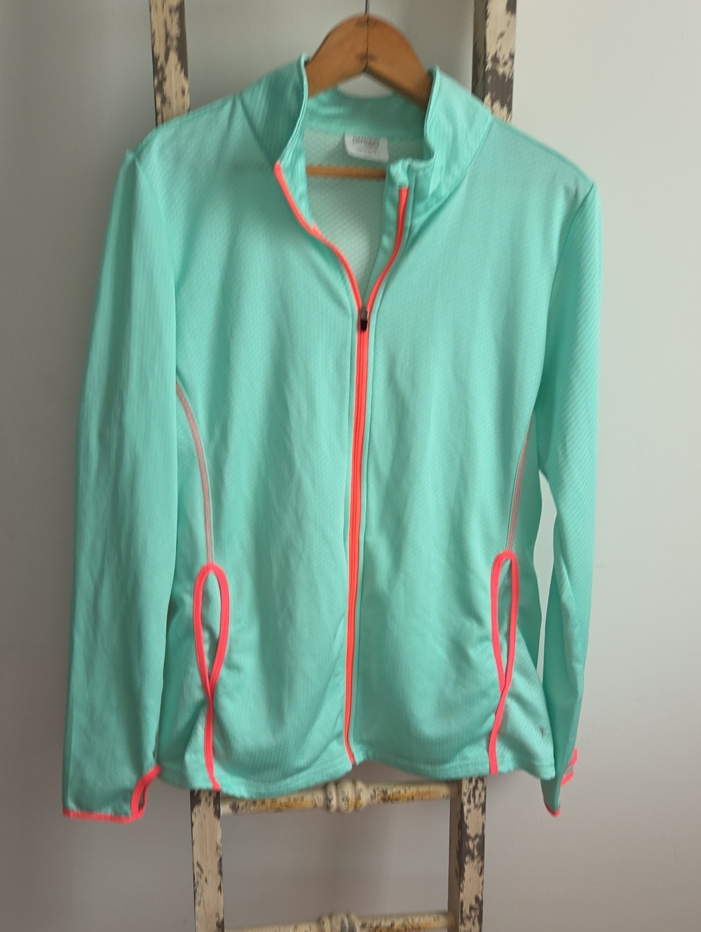 Danskin Mint Green Jacket with Neon Coral Zip